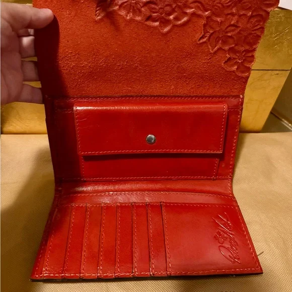 Patricia Nash Red Embossed Floral Wallet - Picture 2 of 3